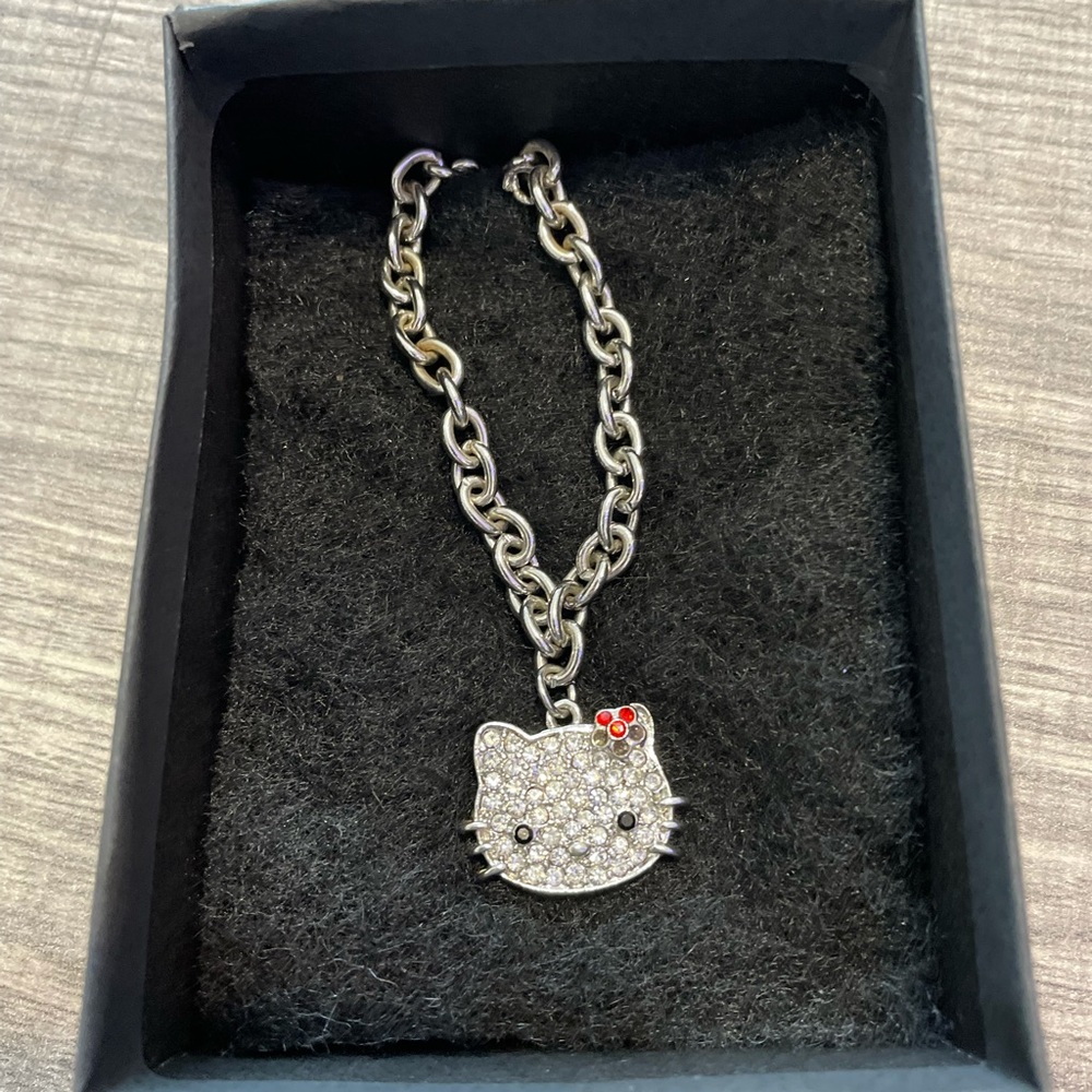 Rhinestone Hello Kitty Charm Stainless Steel Bracelet